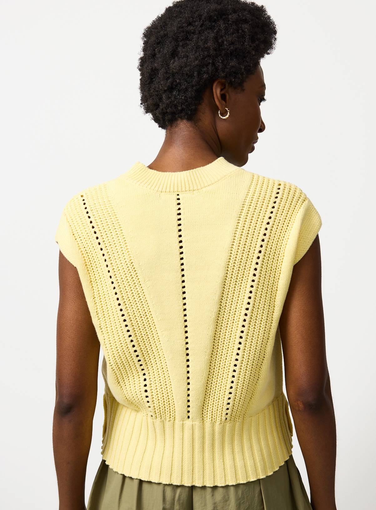 Yellow Button Hem Grown On Sleeve Vest S - Image 4