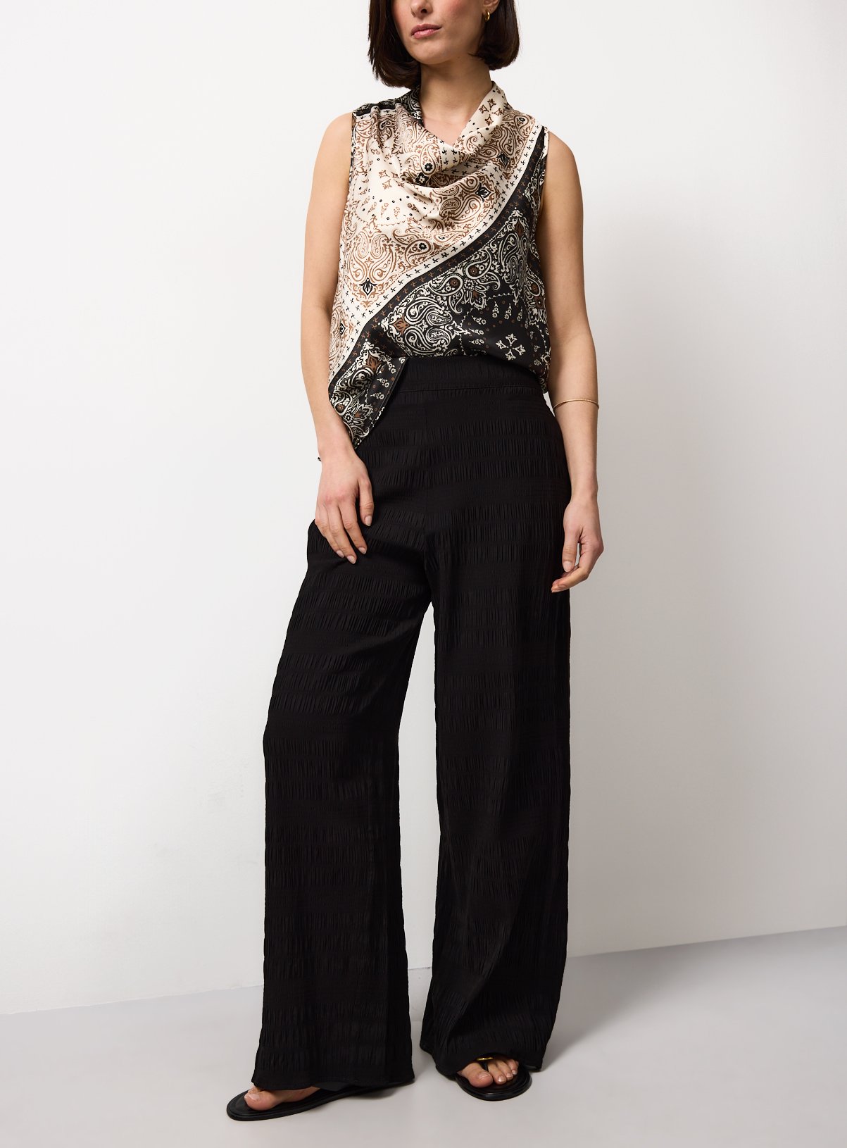 Black Textured Wide Leg Co-ord Trousers 24 - Image 3 thumbnail