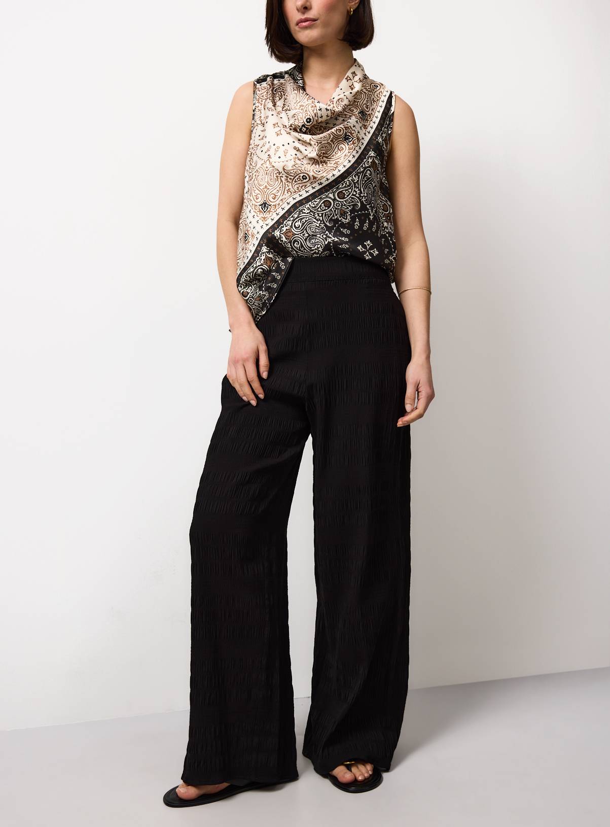 Black Textured Wide Leg Co-ord Trousers 24 - Image 3