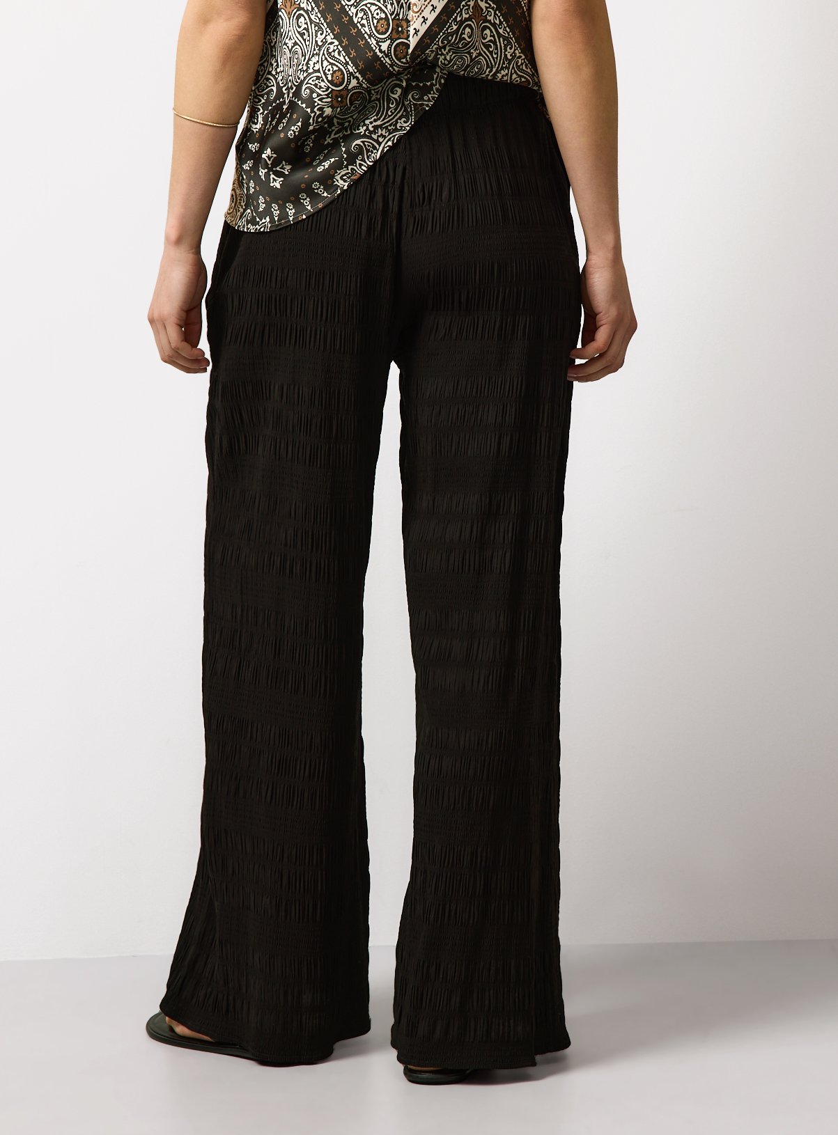 Black Textured Wide Leg Co-ord Trousers 24 - Image 4 thumbnail