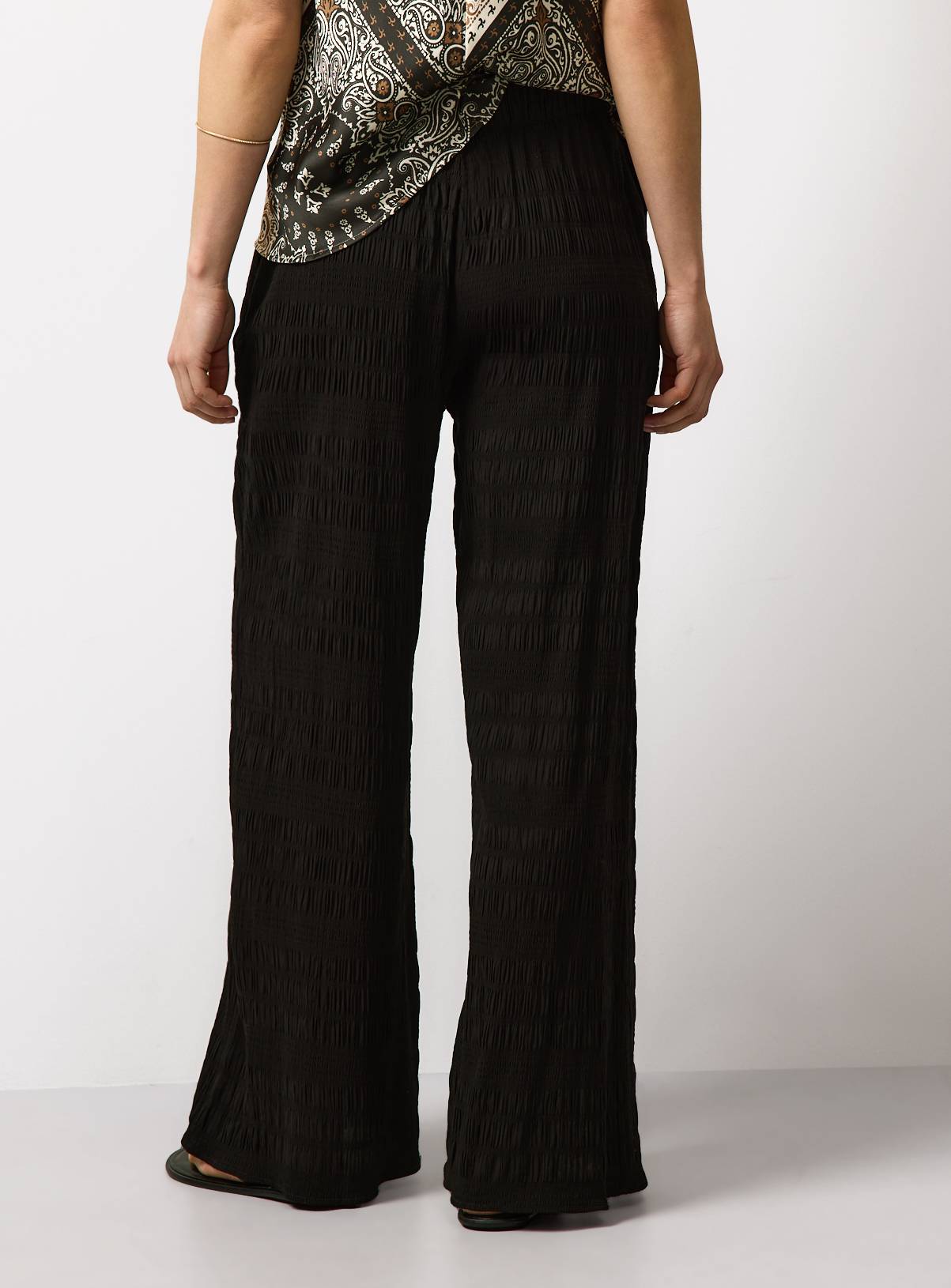 Black Textured Wide Leg Co-ord Trousers 24 - Image 4