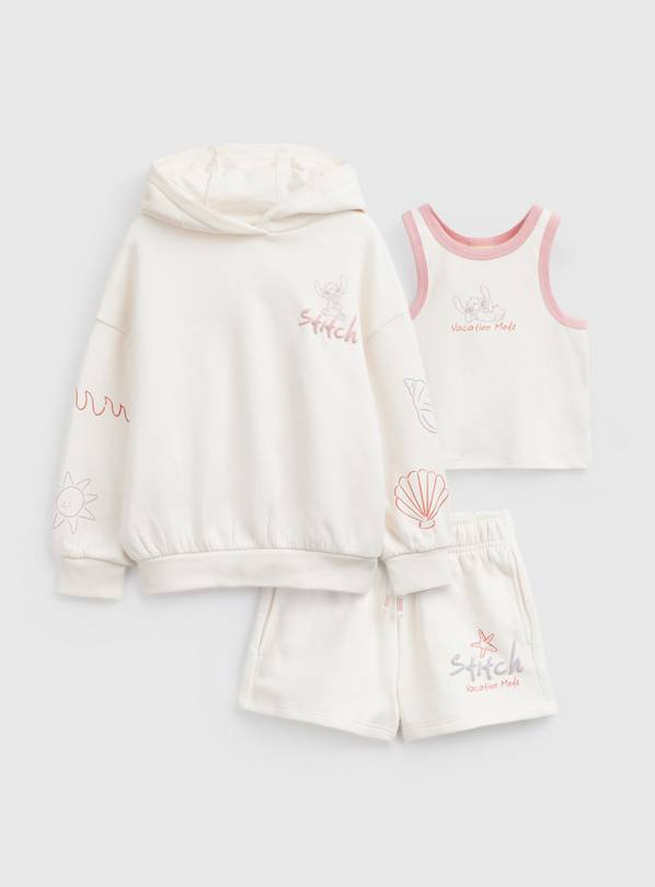 Cream Lilo & Stitch Print 3-Piece Sweat Set 10 years