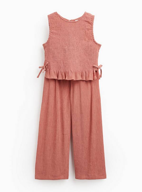 Coral Shirred Sleeveless Top & Trousers Set 7 years