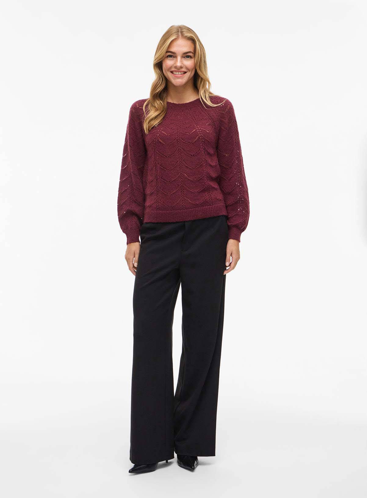 VILA Tuli O Neck Long Sleeved Detail Knit Top XS/UK6 - Image 2