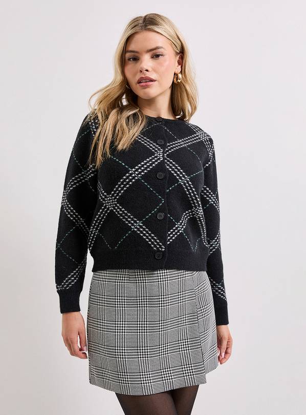 DOROTHY PERKINS Black Argyle Cardigan - Black L