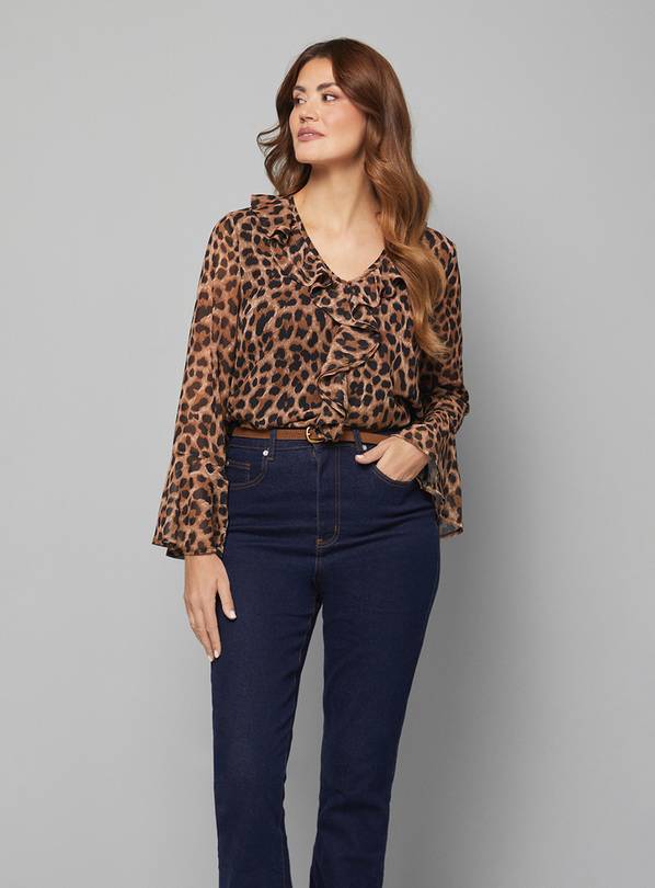 Buy WALLIS Leopard Print Ruffle Detail Blouse 10 Tops Argos