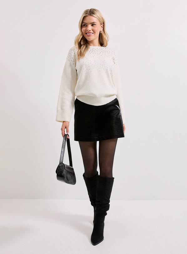 DOROTHY PERKINS Ivory Scattered Sparkle Jumper M