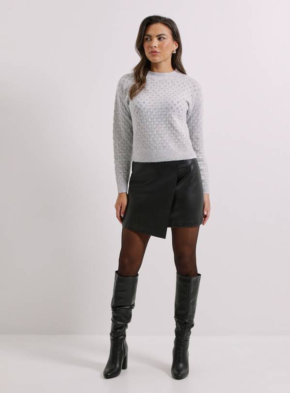 DOROTHY PERKINS Grey Pointelle Jumper S