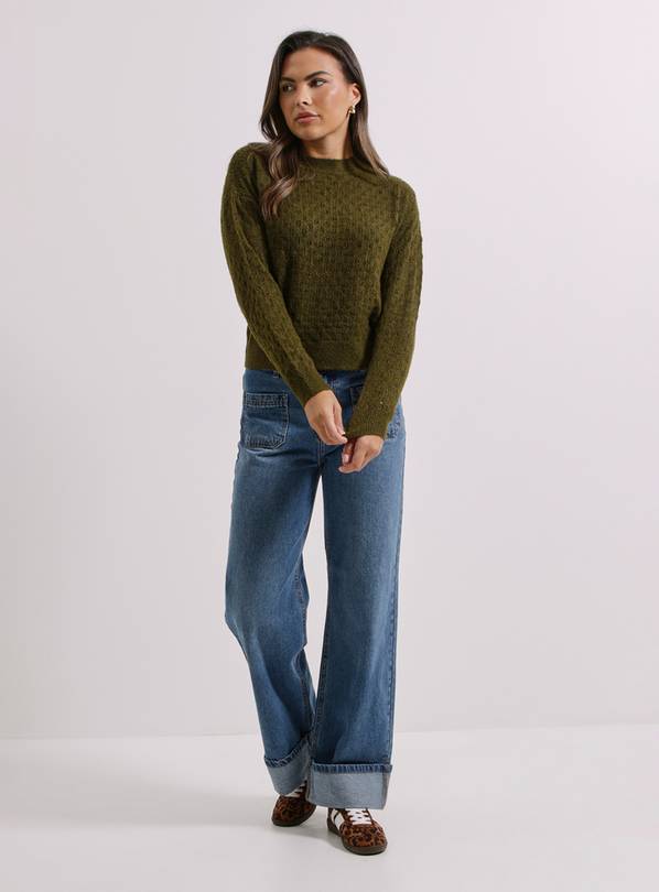 DOROTHY PERKINS Khaki Pointelle Jumper S