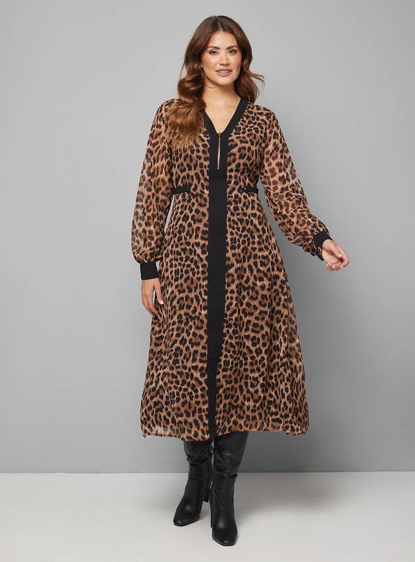 Buy WALLIS Leopard Front Contrast Zip Midi Dress 10 Dresses Argos
