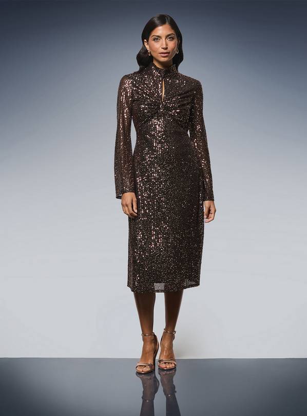 WALLIS High Neck Sequin Midi Dress 18