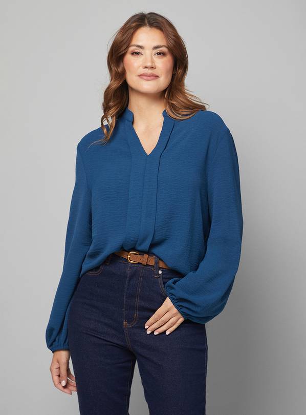 WALLIS Collarless Woven Blouse - Teal 8