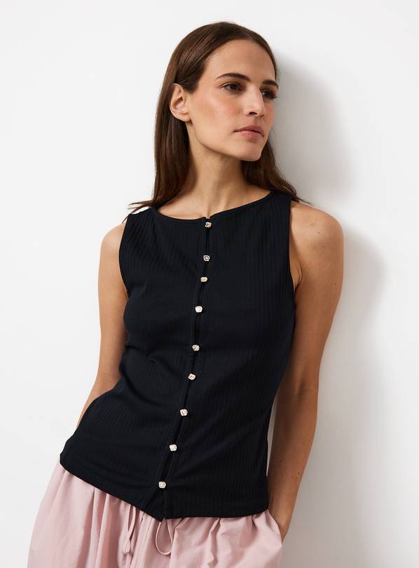 Black Button Through Vest 10