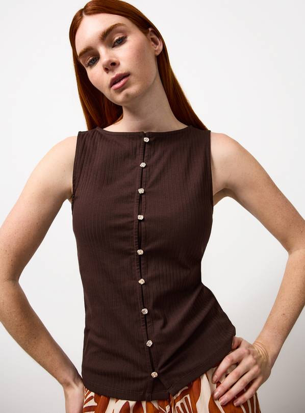 Brown Button Through Vest 18