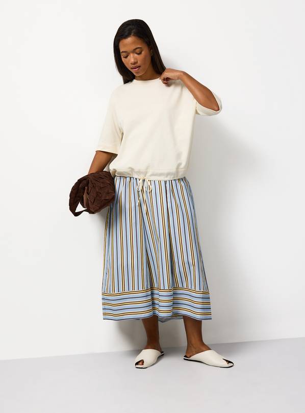 Cream Bubble Hem Jersey T-Shirt L