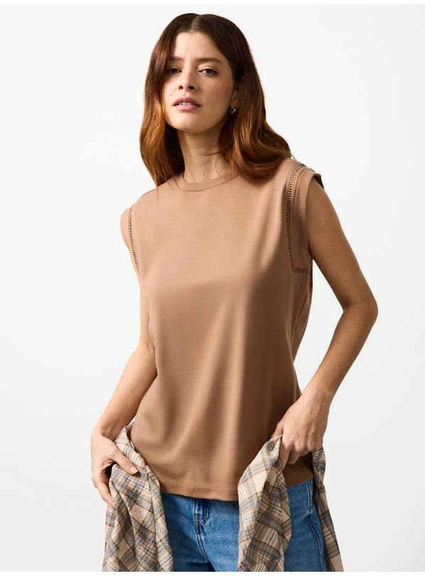 Neutral Ladder Trim Grown On Sleeve T-Shirt 8