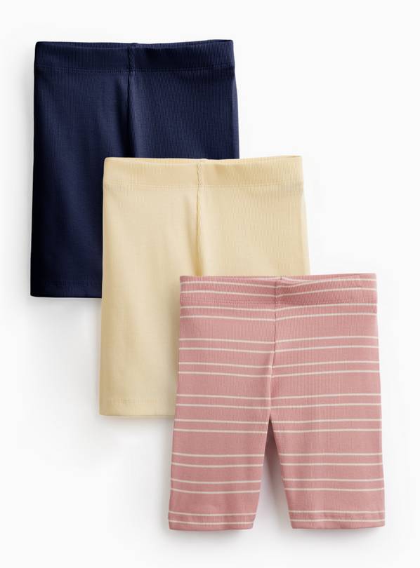 Plain & Striped Cycling Shorts 3 Pack 6 years