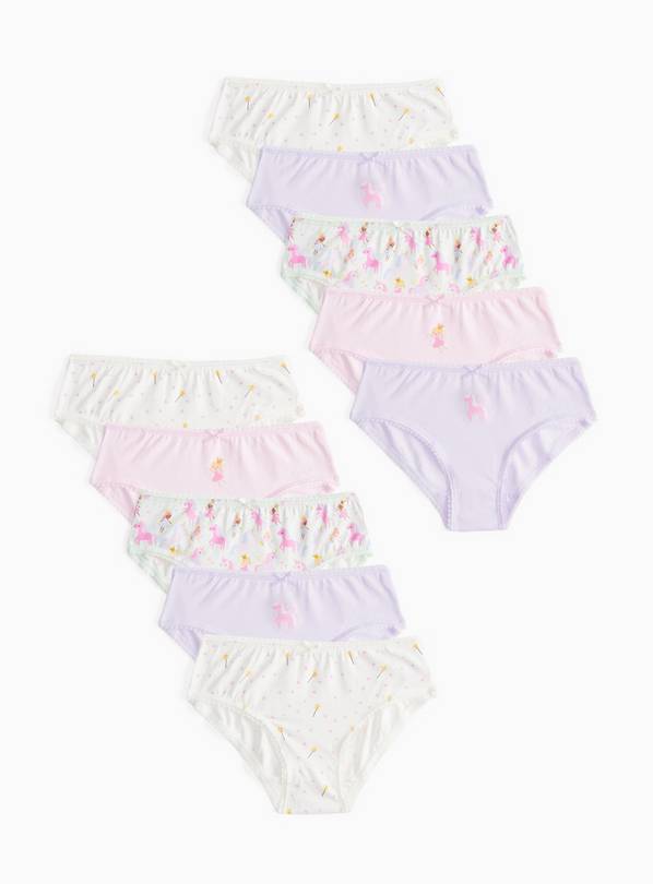 Pink Unicorn Briefs 10 Pack 7-8 years