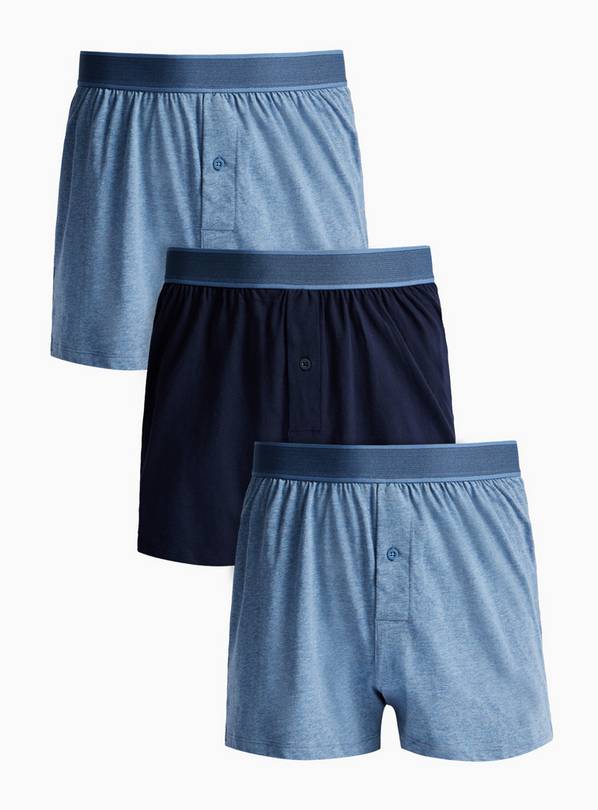 Blue Marl Jersey Boxers 3 Pack S