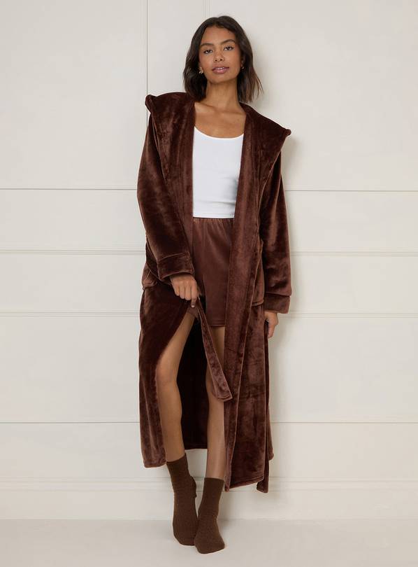 DOROTHY PERKINS Velour Hooded Dressing Gown S