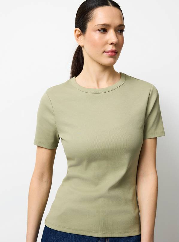 Green Ribbed Slim Fit T-Shirt 18