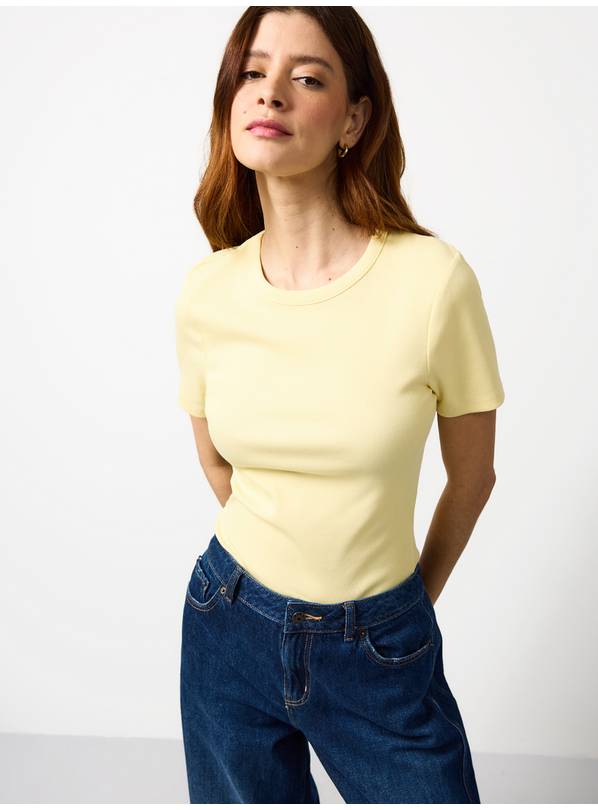 Yellow Ribbed Slim Fit T-Shirt 24