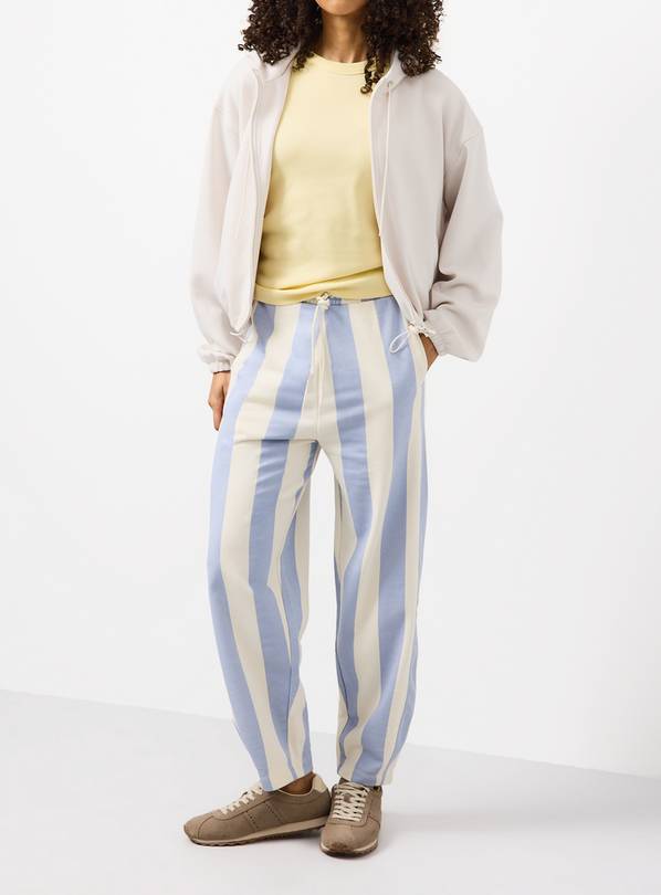 Blue Stripe Barrel Leg Joggers S