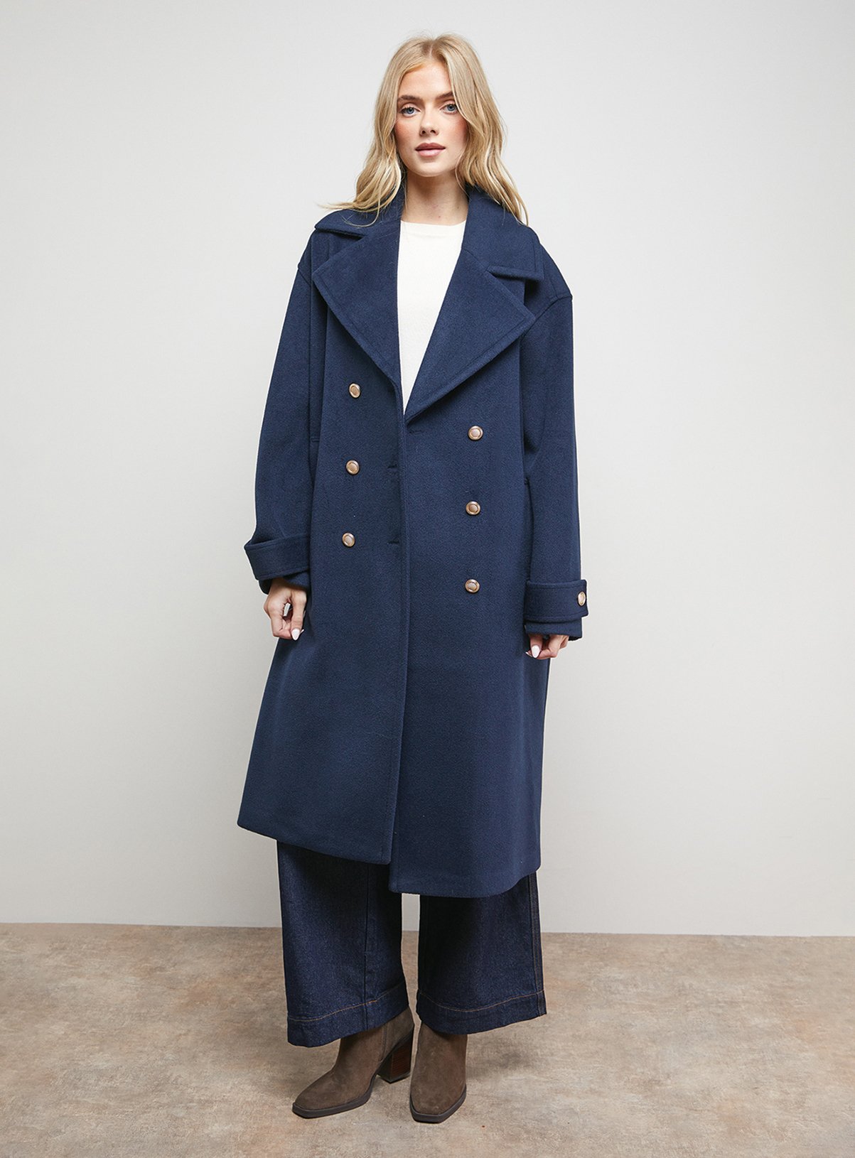 Navy OASIS Relaxed Tailored Coat