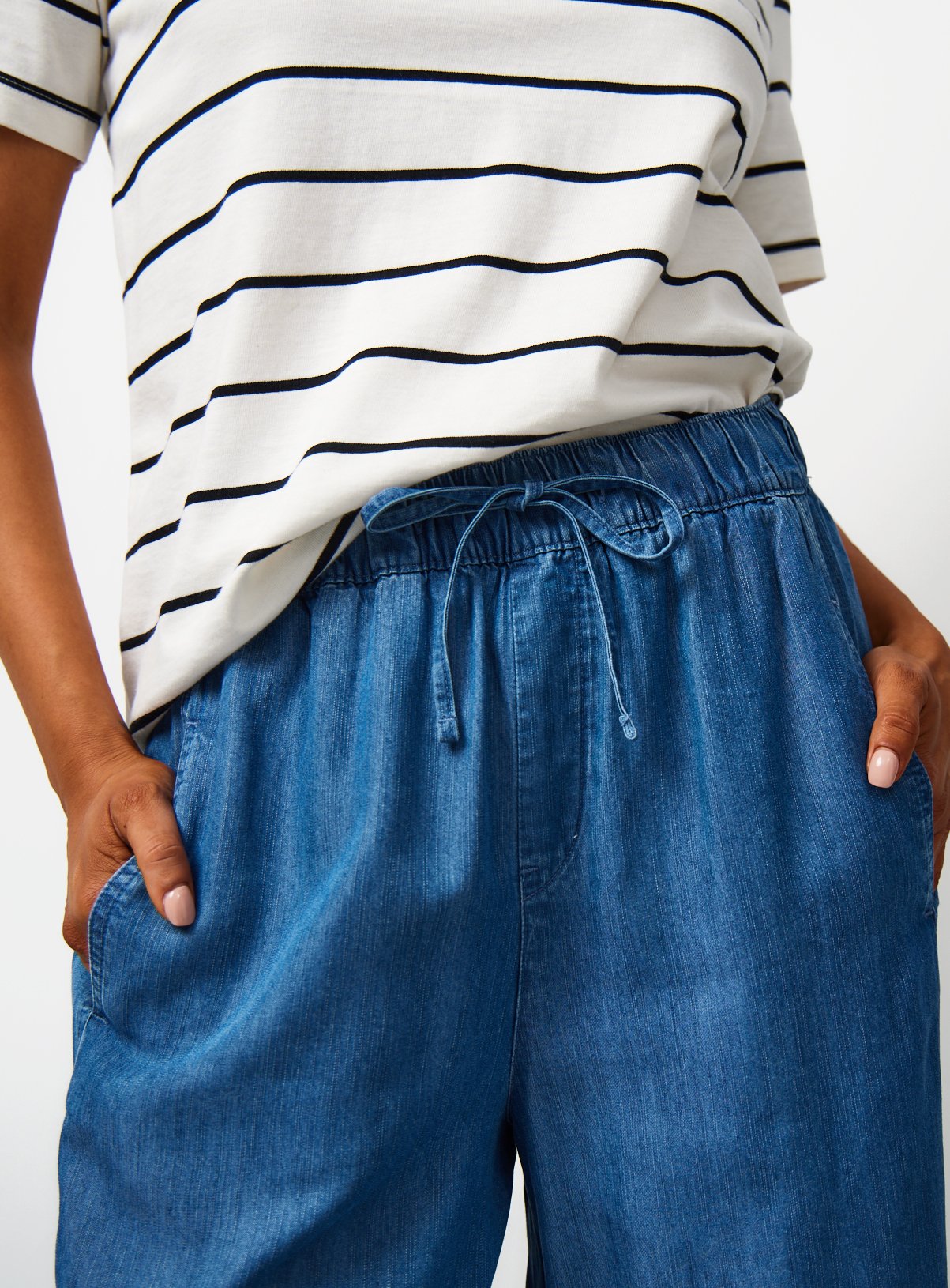 Blue Chambray Barrel Leg Trousers 6 - Image 3 thumbnail
