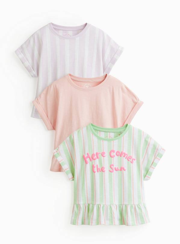 Striped Peplum Hem T-Shirts 3 Pack 4-5 years