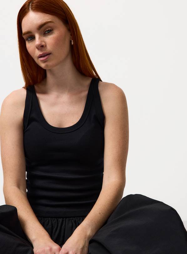 Black Scoop Neck Strappy Vests 2 Pack 6