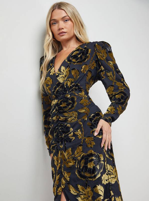 Oasis Gold Oasis Leaf Dress Womens Dresses Oasis Ria Pencil Dress