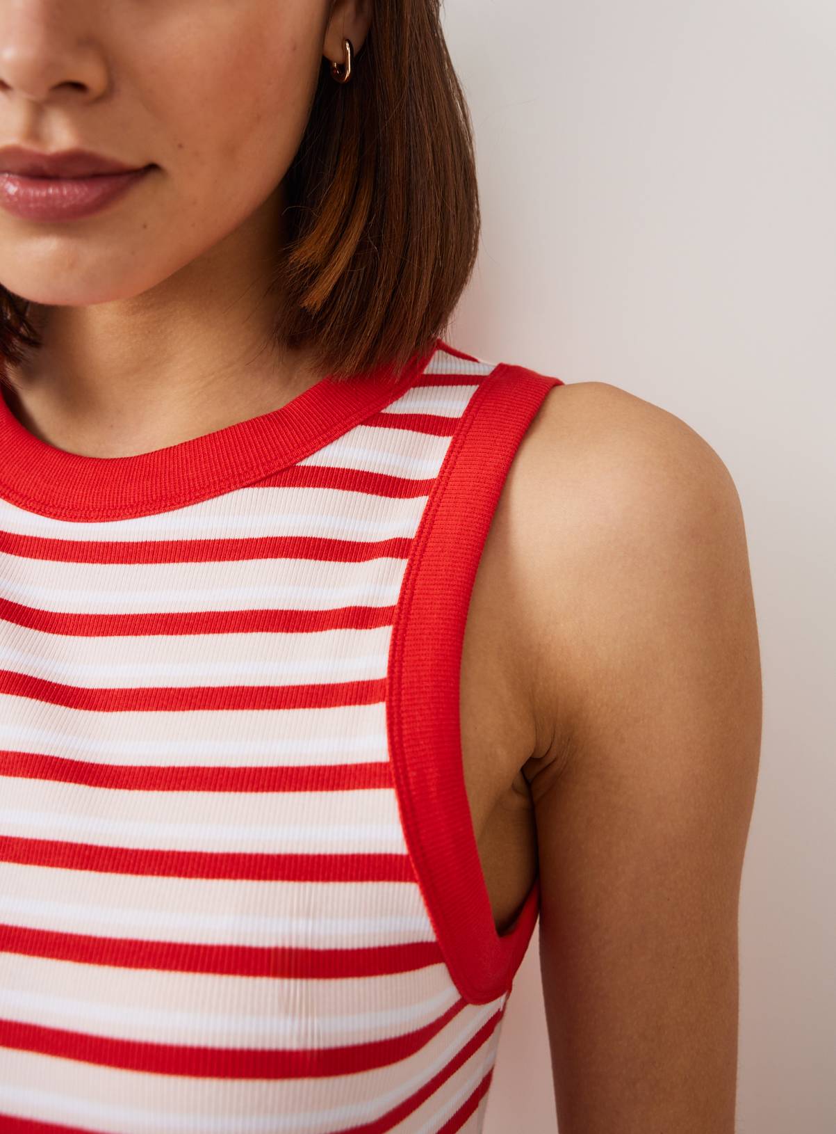 Red Striped Ribbed Vest 8 - Image 3