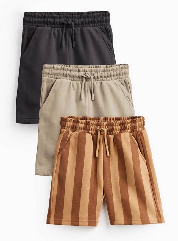 Plain & Stripe Print Sweat Shorts 3 Pack 1-2 years