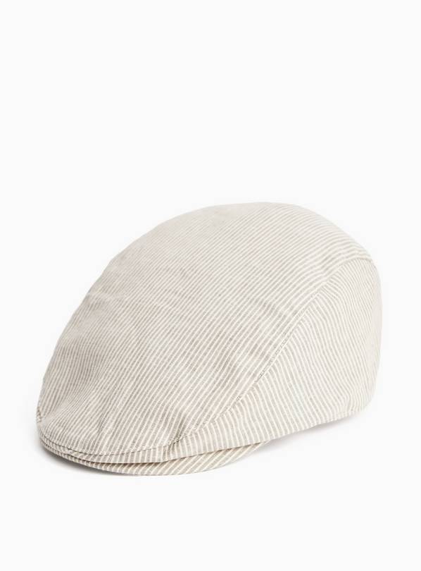 Natural Pinstripe Flat Cap One Size