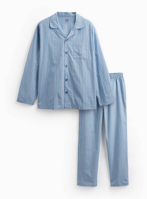 Blue Stripe Print Traditional Pyjamas M