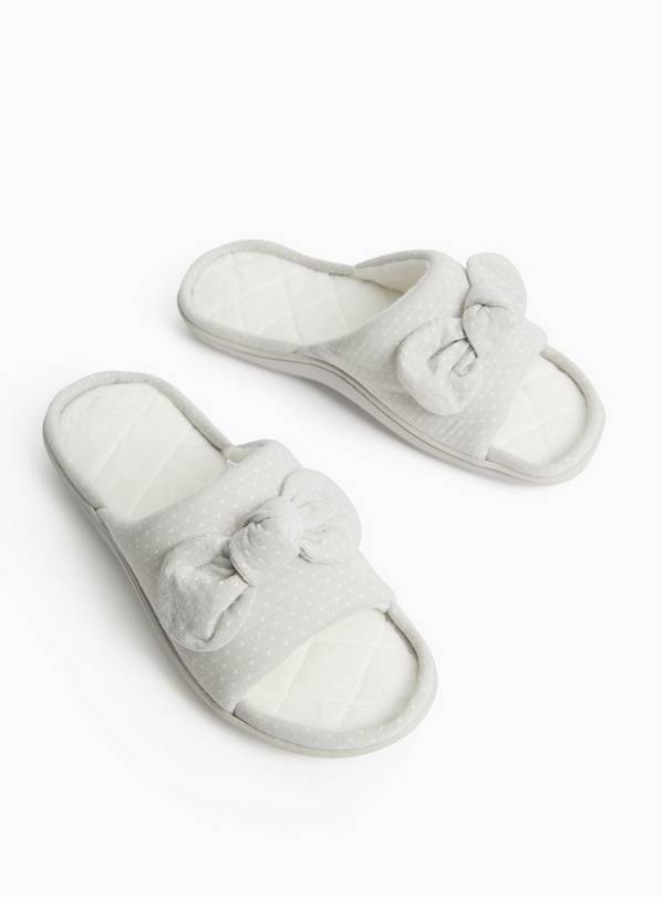 Grey Textured Bow Detail Cupsole Mule L