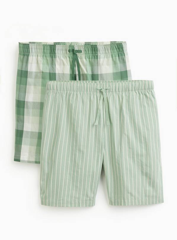 Green Check Stripe Pyjama Shorts 2 Pack  XL