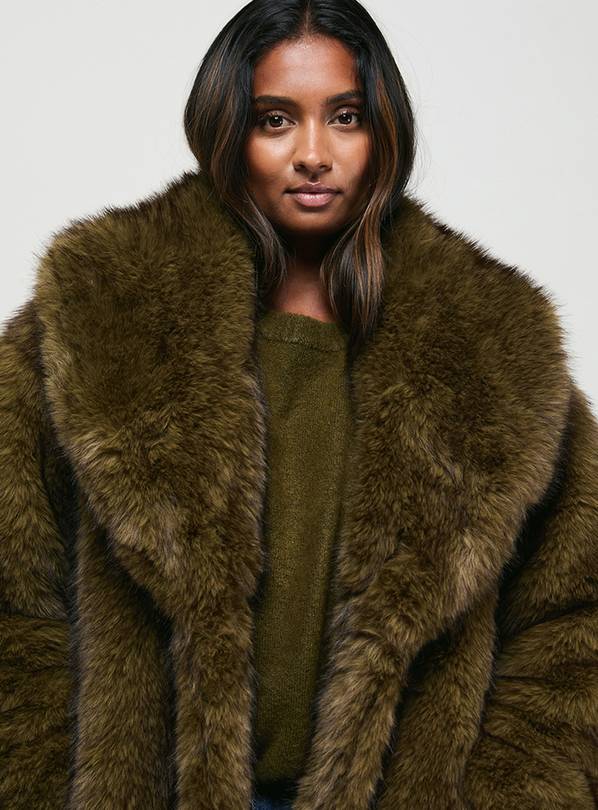 Buy OASIS Maxi Faux Fur Plush Coat L Coats Tu