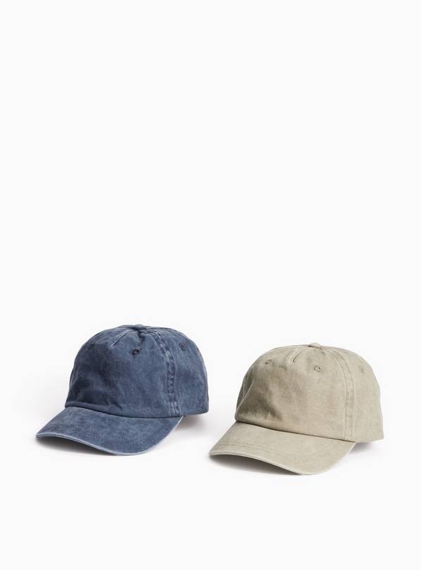 Khaki & Blue Caps 2 Pack 10-13 years