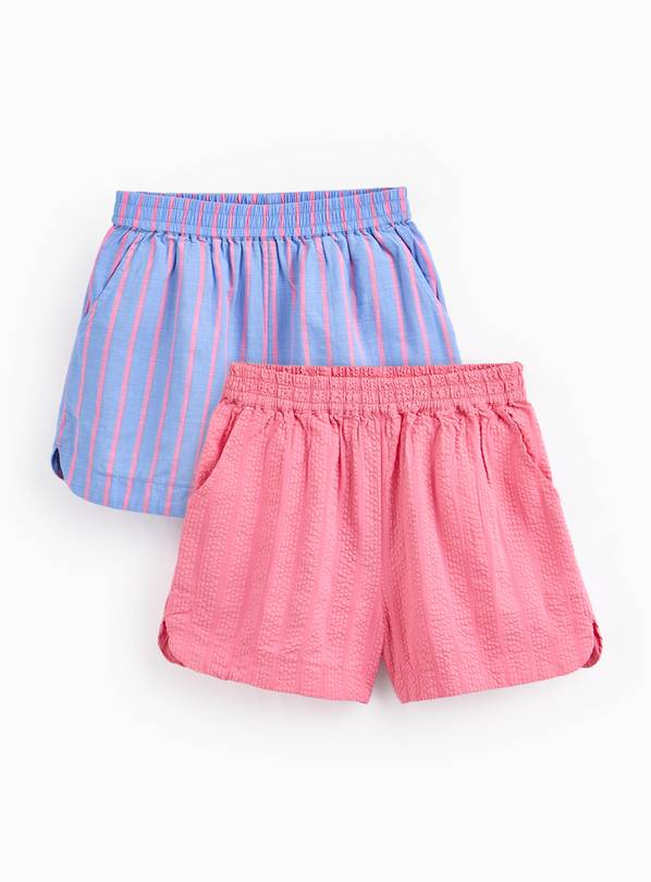 Pink & Blue Stripe Woven Shorts 2 Pack 10 years