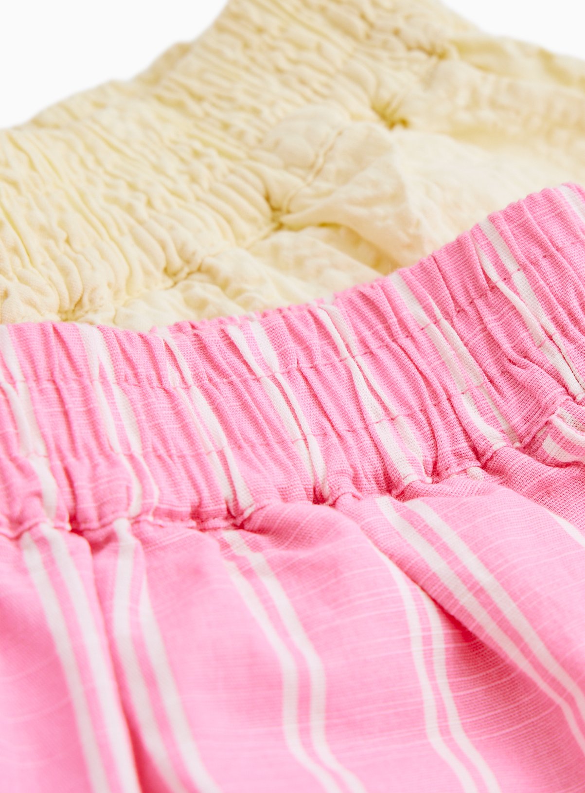 Pink Stripe & Cream Woven Shorts 2 Pack 11 years - Image 2 thumbnail