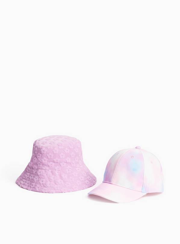 Pink Tie Dye Bucket Hat & Cap 2 Pack 6-9 years