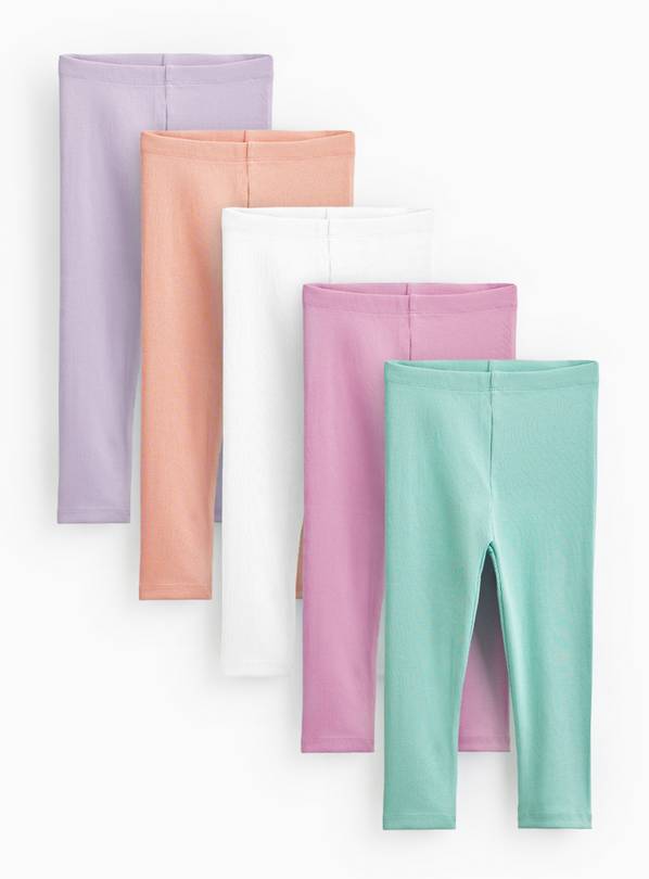 Bright Ribbed Leggings 5 Pack 4-5 years