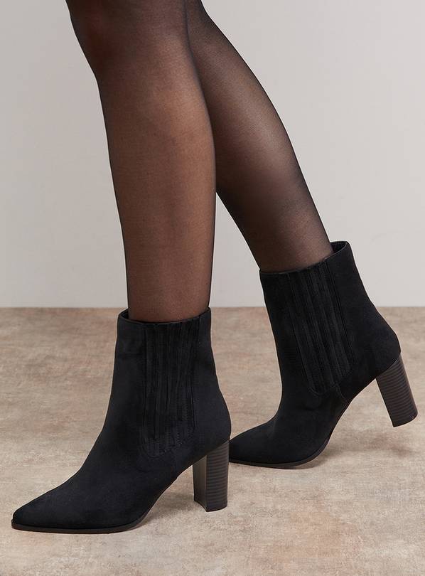 OASIS Maria Faux Suede High Block Heel Pointed Chelsea Ankle Boots 3