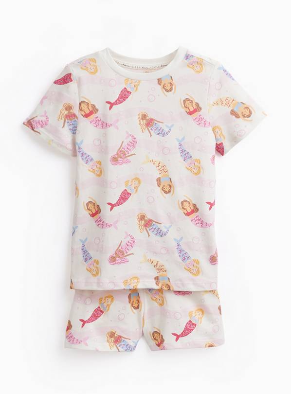 Pink Mermaid Print Shortie Pyjamas 6-7 years