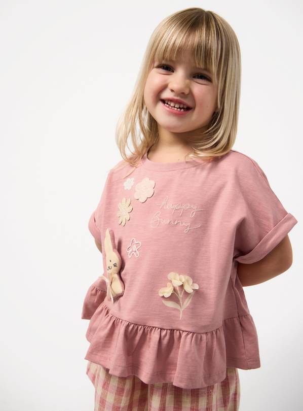 Pink Printed  Peplum Hem T-Shirt 6-7 years