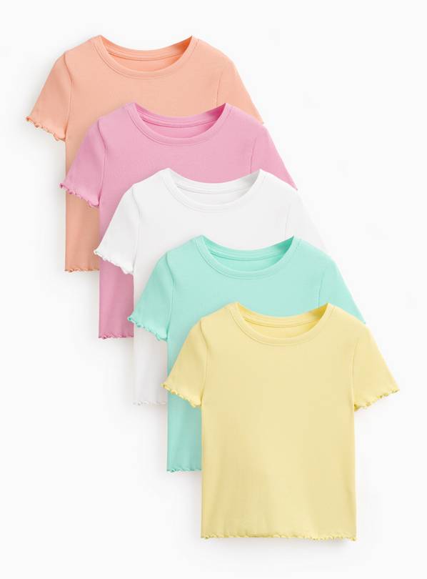 Bright Colours Ribbed T-Shirts 5 Pack 4-5 years