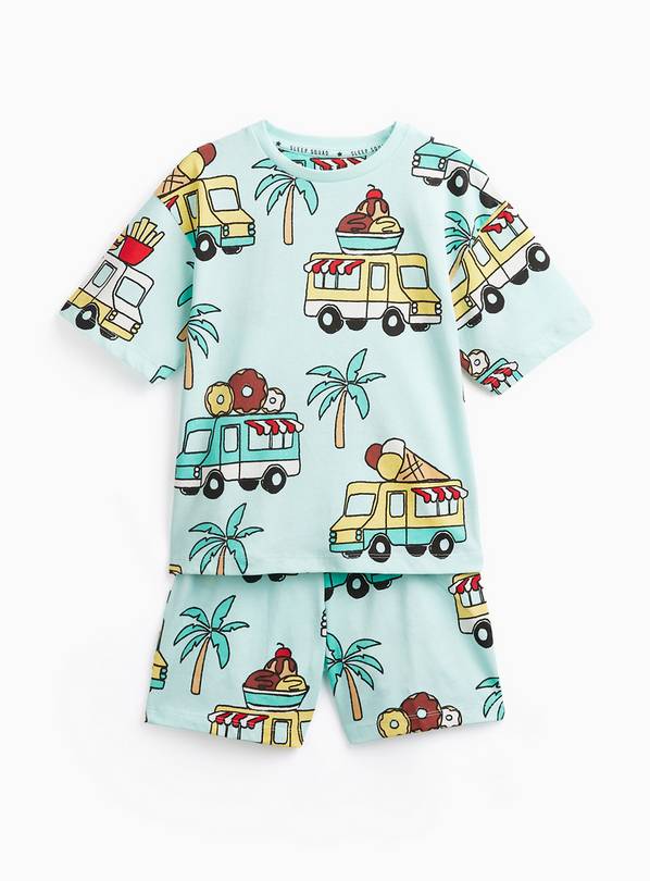 Green Ice Cream Van Print Shortie Pyjamas 5-6 years