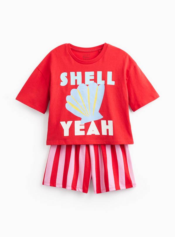 Red Shell Yeah Graphic Print Shortie Pyjamas 3-4 years